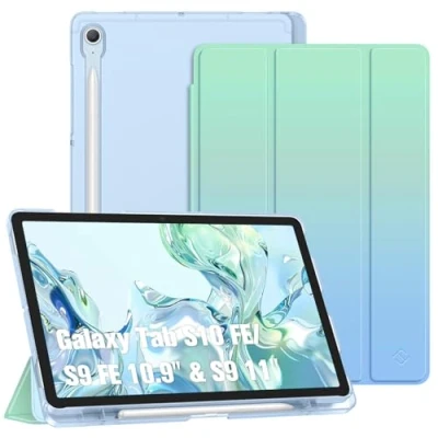 Abbildung von Fintie Hülle für Samsung Galaxy Tab S9 FE 10.9 Zoll/Tablet 11 Zoll 2023 mit Stifthalter, Ultradünn Schutzhülle Translucent Rückseite Cover und Auto Schlaf/Wach Funktion, Farbverlauf