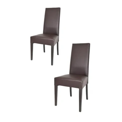 Abbildung von t m c s Tommychairs 2er Set Moderne Stühle Luisa für Küche und Esszimmer, robuste Struktur aus lackiertem Buchenholz Farbe Wengeholz, Gepolstert mit Kunstleder in der Mokka bezogen