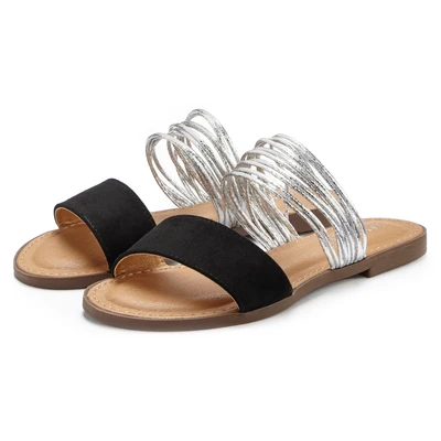 Abbildung von Lascana Pantolette flach, Damen, Größe: 36, Schwarz/silberfarben Schuhe
