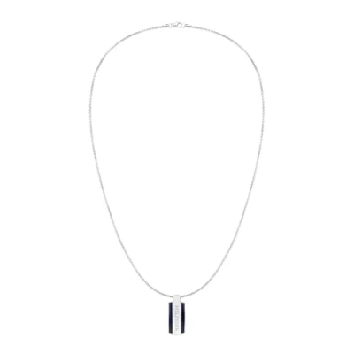 Abbildung von Tommy Hilfiger Parker Halskette silvercoloured/blue, Herren, Größe: One Size, Silver coloured/blue