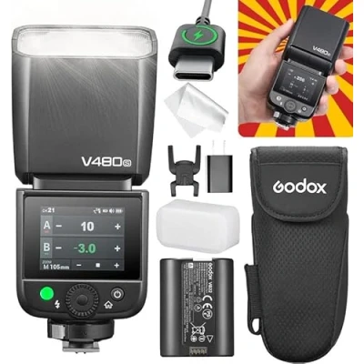 Abbildung von GODOX Blitz V480 S Kamera Flash, V480S Touchscreen Blitzgeräte, TTL HSS 1/8000s Speedlite, Kompatibel mit Sony Alpha A9 III a7III a7CII a7IV a7C a7RV a7 a7SIII a6700 a6400 a6600 ZV E10 II ZV1 a6100