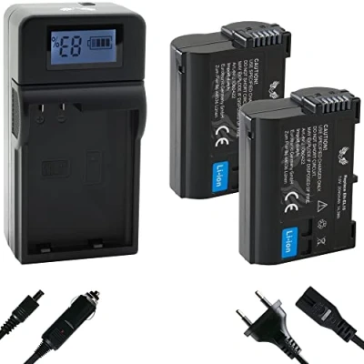 Abbildung von 2X SK Akku Ersatz für Nikon EN EL15 2040mAh + Speed Charger EL15c EL15b EL15a // Z6 II Z7 Z5 D750 D800 D810 D850 D7200 D7500