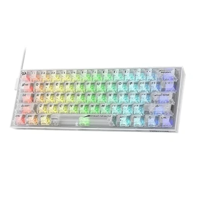 Abbildung von Redragon K617 60% kabelgebundene RGB Gaming Tastatur, 61 Tasten vollständig transparente mechanische Pro Software unterstützt, durchscheinender benutzerdefinierter Schalter