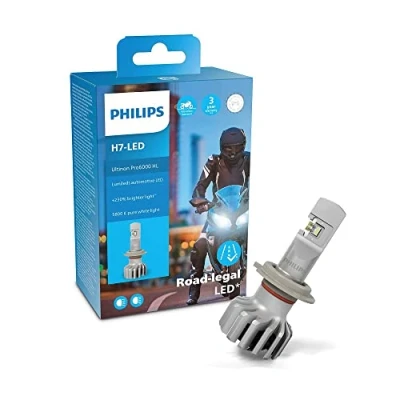 Abbildung von Philips Ultinon Pro6000 H7 LED Motorrad Scheinwerferlampe mit Straßenzulassung, +230% helleres Licht, 5.800K