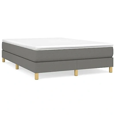 Abbildung von vidaXL Bettgestell, Polsterbett Bett für Schlafzimmer, Bettrahmen mit Lattenrost, Schlafzimmerbett Doppelbett, Dunkelgrau 140x200cm Stoff