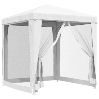 Abbildung von vidaXL Partyzelt mit 4 Netz Seitenwänden UV beständig Wasserbeständig Pavillon Festzelt Gartenzelt Gartenpavillon Bierzelt Zelt Garten 2x2m Weiß