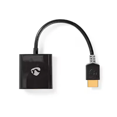 Abbildung von Nedis HDMI™ Kabel Stecker VGA Buchse / 3.5 mm 1080p Vergoldet 0.20 m Gerade PVC Anthrazit Verpackung mit Sichtfenster