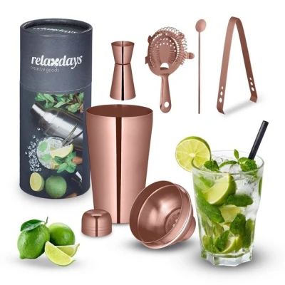 Abbildung von relaxdays Cocktail Shaker 5 teiliges Set, Edelstahl, Bronze