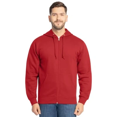 Abbildung von Fruit of the Loom Men&#039;s Eversoft Fleece Sweatshirts &amp; Hoodies, Full Zip Red, X Large