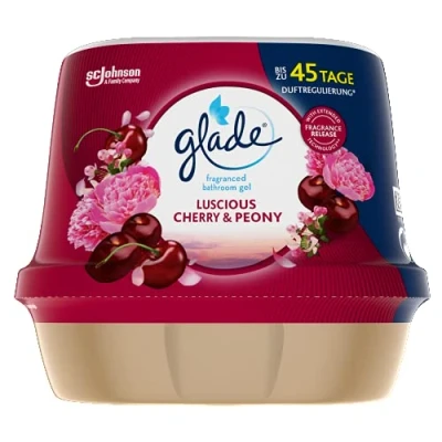 Abbildung von Glade Badezimmer Duftgel, Lufterfrischer für Ihr Bad, Luscious Cherry &amp; Peony, 8er Pack (8 x 180g)