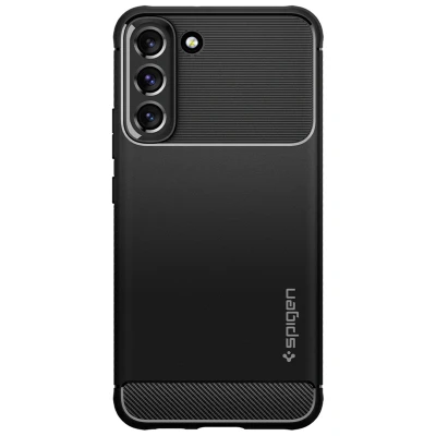 Abbildung von Samsung Galaxy S22 Hülle Silikon Spigen Soft Case/Backcover Handyhülle Schwarz Shockproof/Stoßfest