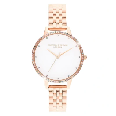 Abbildung von Olivia Burton Analog Quarzuhr für Damen mit Roségoldfarbenes Edelstahlarmband OB16RB21