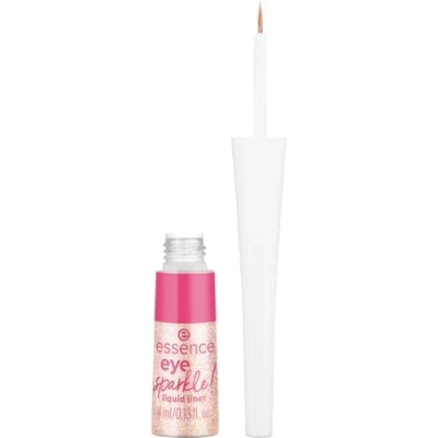Abbildung von essence eye sparkle! liquid liner, Eyeliner, Nr. 01, Silber, langanhaltend, definierend, Wischfest, schimmernd, vegan, ohne Mikroplastikpartikel, Nanopartikel frei, Parfüm, 1er Pack (4ml)