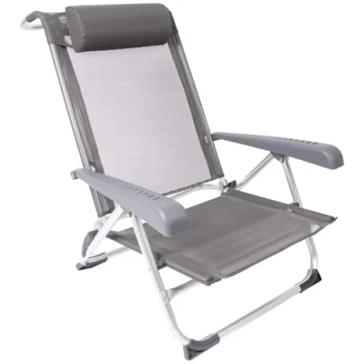 Abbildung von RED MOUNTAIN BO Camp Alu Strand Stuhl Liege Camping Falt Garten Sessel Niedrig 100 kg Grau