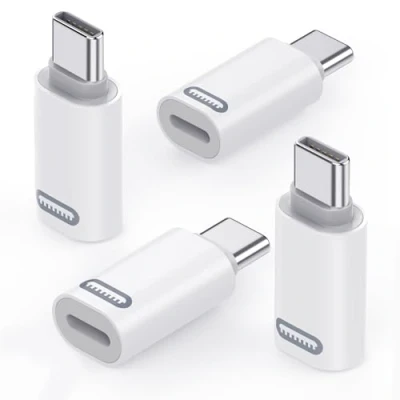 Abbildung von MoKo Lightning Buchse auf USB C Stecker Adapter, 4 Stück Adapter für iPhone 16/15 Pro Max Plus, iPad, Schnell Laden, Nicht Audio/OTG, Weiß PD