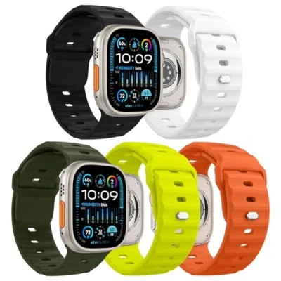 Abbildung von MoKo 5Stück Ozean Armbänder Kompatibel mit Apple Watch Ultra 2 Armband 49mm 46mm 45mm 44mm 42mm für Herren Damen,Wasserdicht Silikon Sport iWatch Serie 10 9 8 7 6 5 4 3 SE 2,Bunt E
