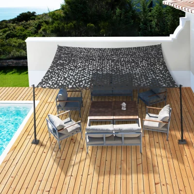Abbildung von IDMarket Sonnensegel, Deckensegel, Schattentuch, rechteckig, Camouflage, 4 x 6 m, Grau, Sonnenschutz Garten