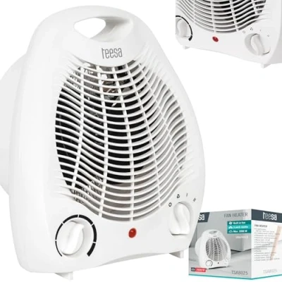 Abbildung von Teesa TSA8025 Heizlüfter 3 Funktionsmodi, 2 Heizstufen (1000W, 2000W), einstellbarer Thermostat, Überhitzungsschutz, weiß