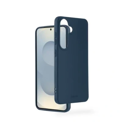 Abbildung von Hama Hülle für Samsung Galaxy S25 (Handyhülle, stoßfest, Kratzfest, Elegante Schutzhülle Rückseite, weich, Slim, softe Oberfläche, Wireless Charging kompatibel) blau