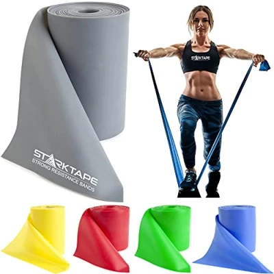 Abbildung von Starktape Widerstandsbänder, Fitnessband professionelle Rolle. Physiotherapie elastisches Übungs Fitness Workout Band für Ober und Unterkörper, Pilates, Reha, Yoga, Training. X Heavy Grau