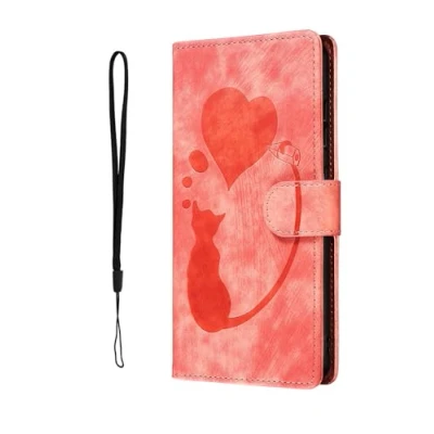 Abbildung von Nodigo EU Kompatibel für Samsung Galaxy A35 5G Leder Hülle Katze Magnetisch Kickstand mit Kartenfach Muster Motiv Design Hüllen Handyhülle Book Wallet Tasche Case Rot B