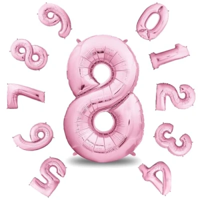 Abbildung von envami® Geburtstagsdeko Mädchen 8 Jahre XXL Geburtstag Deko Rosa 101CM Luftballon 8. Zahlen Folienballon Helium