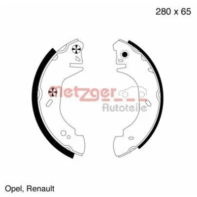 Abbildung von METZGER MG 807 Bremsbacken Hinterachse 280 65 mit Hebel RENAULT: MASTER 2 Kasten