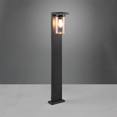Abbildung von Trio Leuchten Außen Wegeleuchte Ardila 411660132, Aluminium Druckguss Anthrazit, Glas klar, exkl. 1x E27, Dämmerungssensor, Schwarz Matt