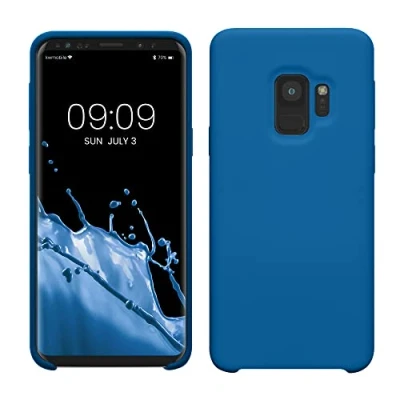 Abbildung von kwmobile Hülle kompatibel mit Samsung Galaxy S9 Silikon Handy Case Handyhülle weiche Oberfläche kabelloses Laden Blue Reef