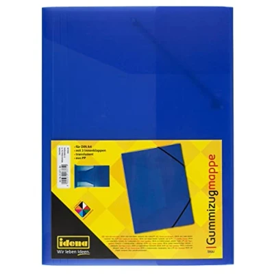 Abbildung von Idena 213371 Sammelmappe mit Gummizug für DIN A4, aus Polypropylen, transluzent blau, 1 Stück