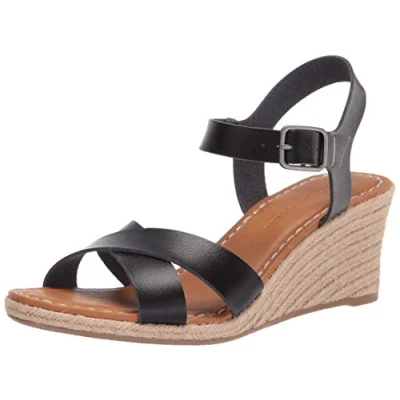 Abbildung von Amazon Essentials Damen Espadrille Sandale mit Keilabsatz, Schwarz, 41 EU