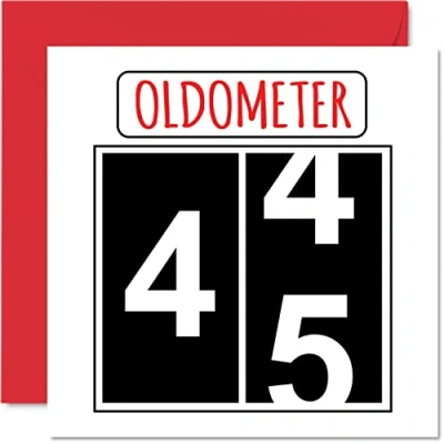 Abbildung von Stuff4 Lustige Karten zum 45. Geburtstag für Männer und Frauen Oldometer Glückwunschkarte Vater, Mutter, Bruder, Schwester, Opa, Kindermädchen, Oma, 145mm Grußkarten