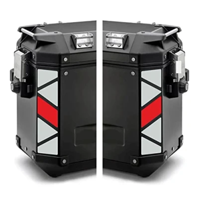 Abbildung von Reflektoren, zweifarbig, kompatibel mit Seitenkoffer GIVI TREKKER OUTBACK 48 37 ltr Motorrad (weiß rot)