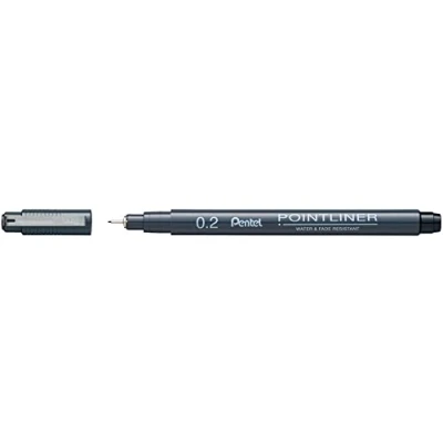 Abbildung von Pentel Pointliner S20P 2A, Fineliner, schwarz, wasserfest und lichtecht, 0.2 mm, 12 Stück