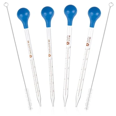 Abbildung von LXQ Glas Pipette10ml 5ml Dropping Pipette Kinder 4 Stück Messpipetten Tropfpipetten mit Bürste Transfer für Labor Medizin Schule Reagenzglas, Transparent