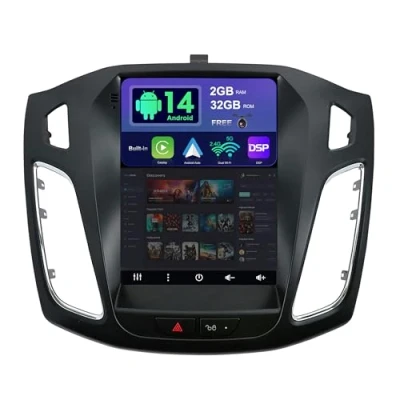 Abbildung von SXAUTO Android 13 IPS Autoradio Passt für Ford Focus (2010 2014) Eingebaut Carplay/Android Auto Rückfahrkamera KOSTENLOS 2G+32G Lenkradsteuerung DAB WiFi Fast Boot 4G BT5.0 2 Din 9.7 Zoll