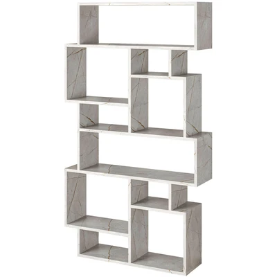 Abbildung von HOCUS PICUS Hocuspicus Karmato Holz Bücherregal Modernes Standregal mit 6 Etagen für Schlafzimmer, Arbeitszimmer, Büro, Wohnzimmer einfache Montage 96 x 26 169 cm Gold MarmorEffekt