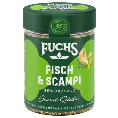 Abbildung von Fuchs Gourmet Selection Mediterran Fisch und Scampi Gewürzzubereitung, nachfüllbares Gewürz, Gewürzmischung mit ausgewählten Kräutern für genüssliche Fischgerichte, vegan, 60 g