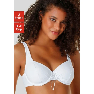 Abbildung von Lascana DEKOLLETÉ Pushup BH, Damen, Größe: 100C, Weiß + schwarz