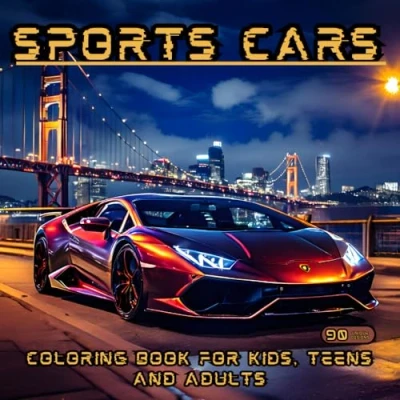 Abbildung von Sports Cars Coloring Book for Kids Teens and Adults: 90 Awesome Cool Colouring Pages of Supercars, Hypercars, Race Cars, Luxury, Dream, American, ... Love Cars! Christmas Gift, Birth (Sport Cars)