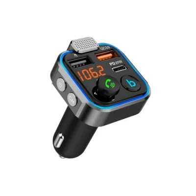 Abbildung von NK Bluetooth FM Transmitter 3 Ports Aufladen: x2 USB QC3.0 + x1 PD 3.0 Typ C 20W, Freisprechfunktion, Geräuschunterdrückung, Schnelles Aufladen, Taste B: Hi Fi Deep Bass (Freisprecheinrichtung)