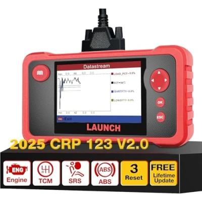 Abbildung von LAUNCH obd2 Diagnosegerät CRP123 V2.0 Fehlercode Scanner,professioneller Kfz Codeleser 4 Systemdiagnosen(Motor SRS at ABS) mit 3 Reset (Zurücksetzen des Lenkwinkels,Drosselklappenanpassung,Öl Reset)
