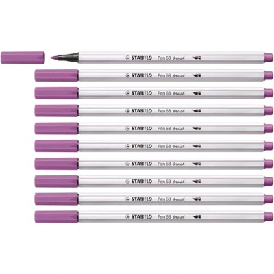 Abbildung von Premium Filzstift mit Pinselspitze für variable Strichstärken STABILO Pen 68 brush 10er Pack rosa
