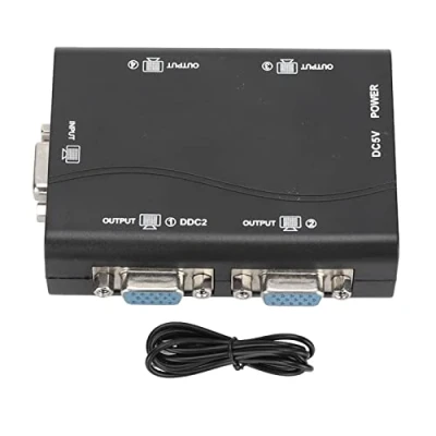 Abbildung von 1 in 4 Out VGA Splitter Box Video Distribution Duplicator 250MHz 1920x1440 USB Powered HD für Laptop Projektor TV PC Computer