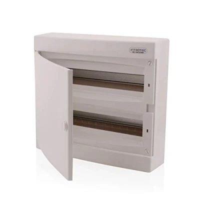Abbildung von Intratec Sicherungskasten Aufputz, IP40 Verteilerkasten Gehäuse innen, mit weißer Tür für Trockenraum Installation, 2 reihig, 36 Module, 361 x 396 112 mm, Weiß