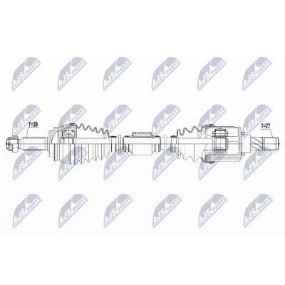 Abbildung von NTY NPW MS 061 Antriebswelle Vorderachse rechts 970 83 MITSUBISHI: Outlander 2 SUV, ASX SUV