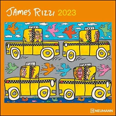 Abbildung von James Rizzi 2023 Wand Kalender Broschüren 30x30 30x60 geöffnet Kunst (GRID CALENDAR)