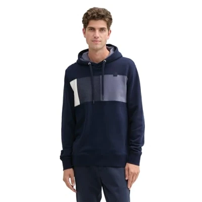 Abbildung von TOM Tailor MIT LOGO Badge Kapuzenpullover, Herren, Größe: 3XL, Sky captain blue