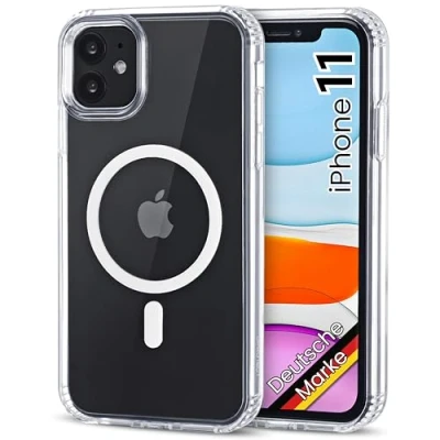 Abbildung von JProtect Magnetische Handyhülle für iPhone 11 Magsafe Hülle/Stoßfeste Transparent/Durchsichtige Case Apple Hülle Magnet/Handy