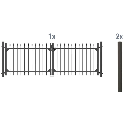 Abbildung von Alberts Zaundoppeltür &quot;Chaussee&quot;, Breite: 300 cm, Höhe: 100 und 120 cm